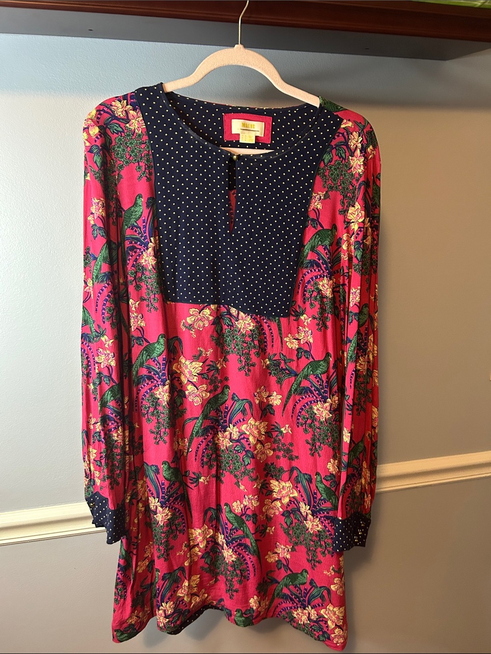 Maeve Colorful Bird Toile Print Mini Dress